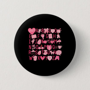 Alphabet Abc Ich Liebe Dich T-Shirt Valentinstag H Button