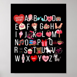 Alphabet Abc Ich Liebe Dich T-Shirt Valentinstag H Poster