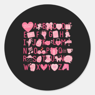 Alphabet Abc Ich Liebe Dich T-Shirt Valentinstag H Runder Aufkleber