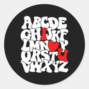 Alphabet Abc Ich Liebe Dich T-Shirt Valentinstag H Runder Aufkleber