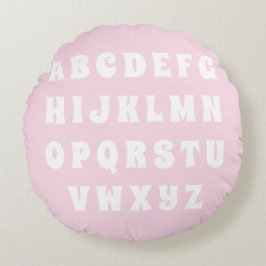 Alphabet Abc Muster pink weißes, reversibles Kinde Rundes Kissen