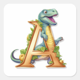 Alphabet Adventure: A für Dinosaurier Quadratischer Aufkleber