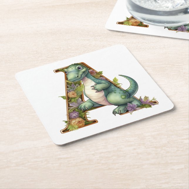 Alphabet Adventure: Der Buchstabe A mit Iguanodon Rechteckiger Pappuntersetzer (angewinkelt)