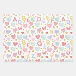 Alphabet Adventures: Watercolor ABCs & Hearts Geschenkpapier Set