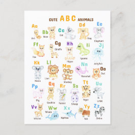 Alphabet Animal ABC Niedliche Tiere Ankündigungspostkarte