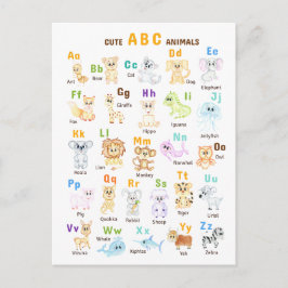 Alphabet Animal ABC Niedliche Tiere Einladungspostkarte