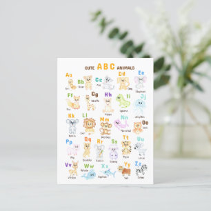 Alphabet Animal ABC Niedliche Tiere Postkarte