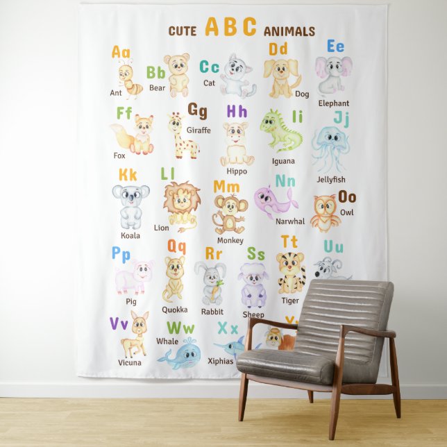 Alphabet Animal ABC Niedliche Tiere Wandteppich (Beispiel)