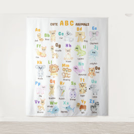 Alphabet Animal ABC Niedliche Tiere Wandteppich