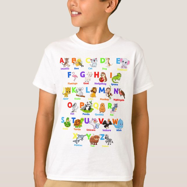 Alphabet Animal ABCs Learning Boy T - Shirt (Vorderseite)