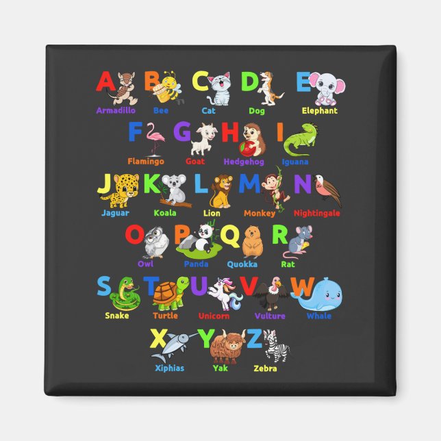 Alphabet Animal ABCs Learning Square Magnet (Vorne)