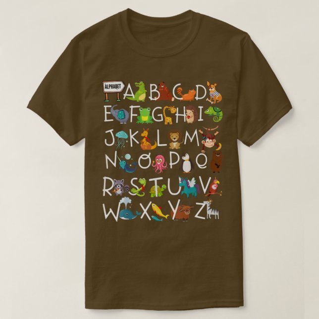 Alphabet Animal ABCs LearningKids Begin Learn Gift T-Shirt (Design vorne)