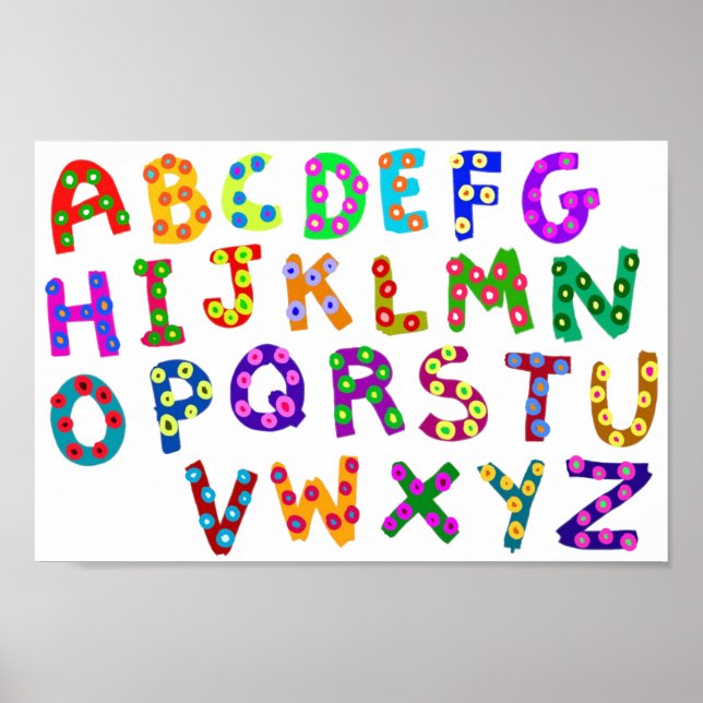 Alphabet Art Colorful Typografy Moderne Kinderdeko Poster (Vorne)