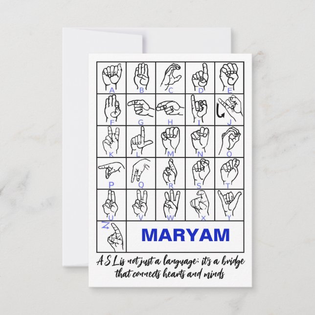 Alphabet, ASL Deaf Dankeskarte (Vorderseite)