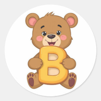Alphabet-Aufkleber – B mit Bär Runder Aufkleber
