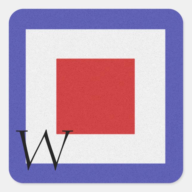 Alphabet-Aufkleber für die Signalflagge W Quadratischer Aufkleber (Vorderseite)