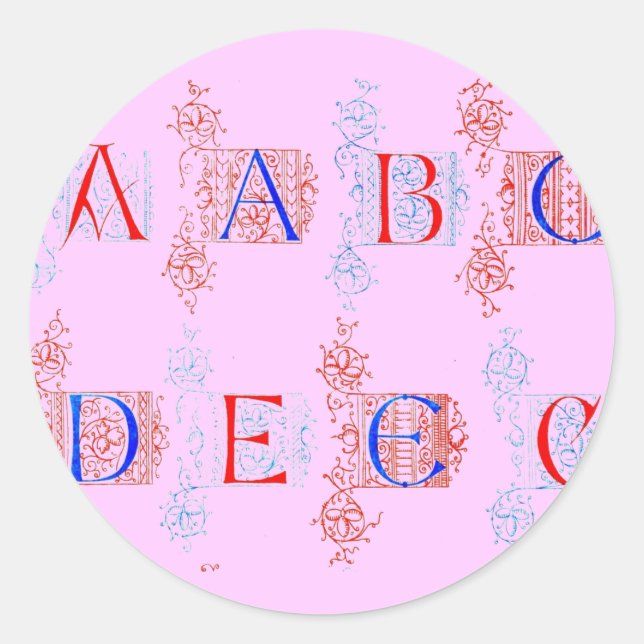 Alphabet-Aufkleber Runder Aufkleber (Vorderseite)