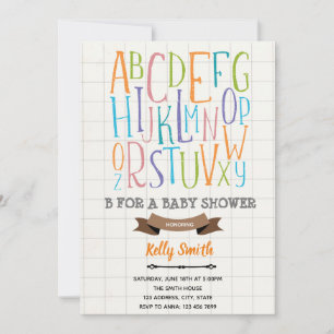 Alphabet B als Thema für Baby-Party Einladung