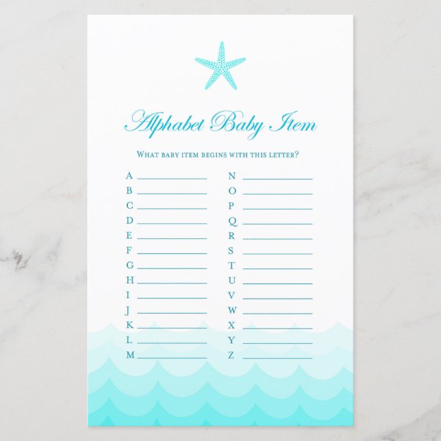 Alphabet Baby Item - Baby Showspiel (Vorderseite)