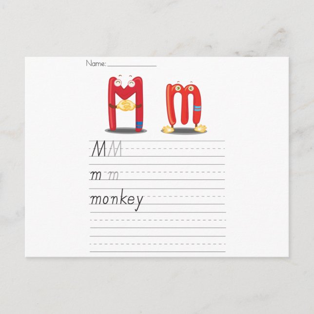 Alphabet-Blatt Postkarte (Vorderseite)