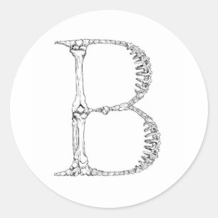 Alphabet Bone Letter B Runder Aufkleber