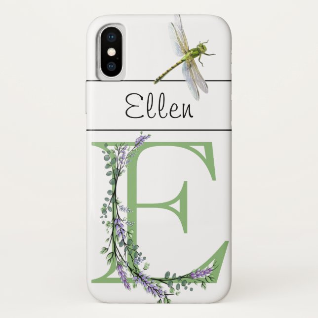 Alphabet Brief E Lavender Eukalyptus Dragonfly Case-Mate iPhone Hülle (Rückseite)