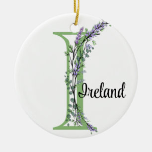 Alphabet Brief I, Aquarelllavender botanisch Keramik Ornament