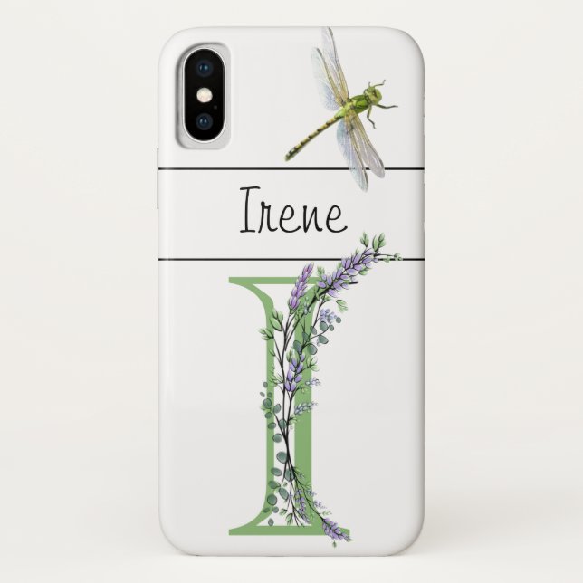 Alphabet Brief I Lavender Eukalyptus Dragonfly Case-Mate iPhone Hülle (Rückseite)