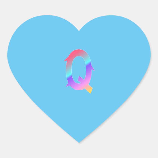 Alphabet Brief Q Aufkleber. Herz-Aufkleber (Vorderseite)