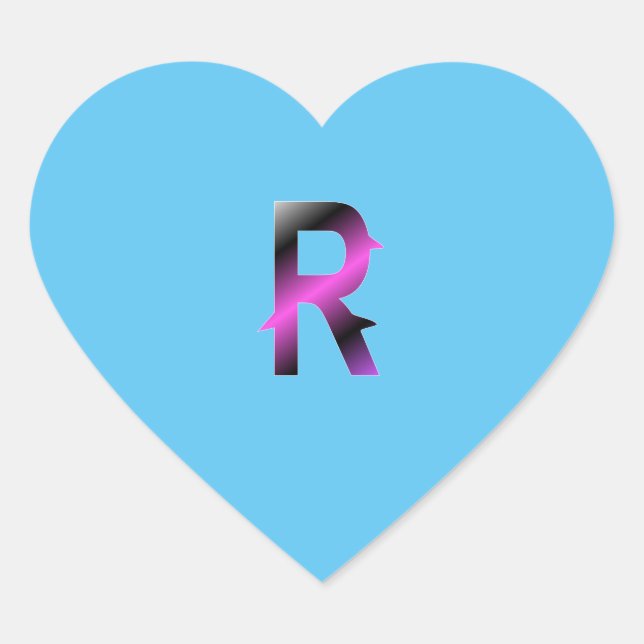 Alphabet Brief R Aufkleber. Herz-Aufkleber (Vorderseite)