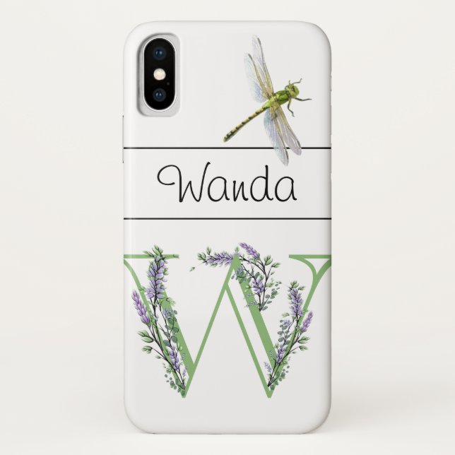 Alphabet Brief W Lavender Eucalyptus Dragonfly Case-Mate iPhone Hülle (Rückseite)