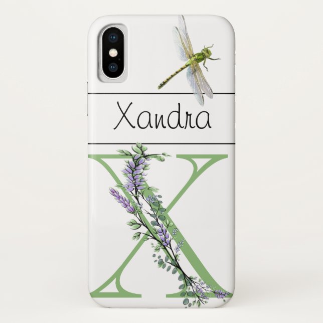 Alphabet Brief X Lavender Eukalyptus Dragonfly Case-Mate iPhone Hülle (Rückseite)