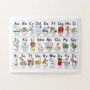 Alphabet-Briefe mit illustrierten Tieren Puzzle