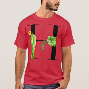 Alphabet Buchstabe H mit Aquarellkaktus und verlas T-Shirt