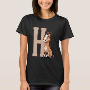 Alphabet Buchstabe H mit Pferd Tierporträt Lang  T-Shirt