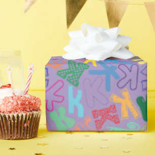 Alphabet Buchstabe K Geschenkpapier - Lila