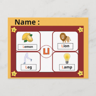 Alphabet Buchstabe L Lernkarte für Kinder Postkarte