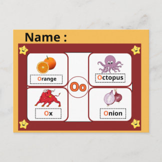 Alphabet Buchstabe O Lernkarte für Kinder  Postkarte