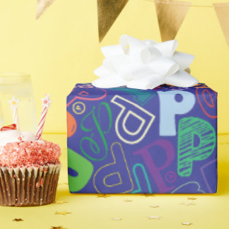 Alphabet Buchstabe P Geschenkpapier - Blau