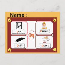 Alphabet Buchstabe Q Lernkarte für Kinder 