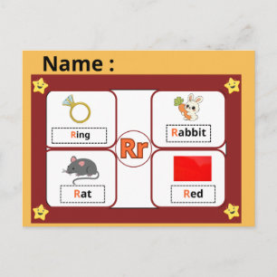 Alphabet Buchstabe R Lernkarte für Kinder Postkarte
