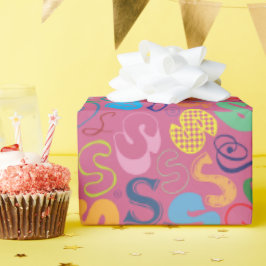 Alphabet Buchstabe S Geschenkpapier - Pink