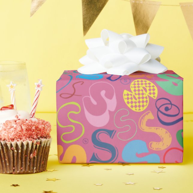 Alphabet Buchstabe S Geschenkpapier - Pink (Geburtstagsparty)