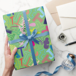 Alphabet Buchstabe T Geschenkpapier - Grün
