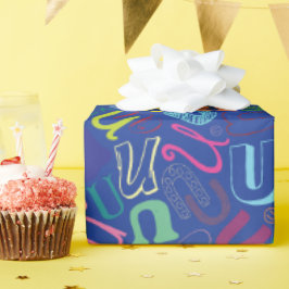Alphabet Buchstabe U Geschenkpapier - Blau