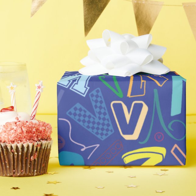 Alphabet Buchstabe V Geschenkpapier - Blau (Geburtstagsparty)
