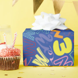Alphabet Buchstabe W Geschenkpapier - Blau
