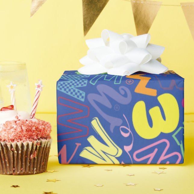 Alphabet Buchstabe W Geschenkpapier - Blau (Geburtstagsparty)