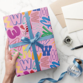 Alphabet Buchstabe W Geschenkpapier - Pink