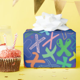 Alphabet Buchstabe X Geschenkpapier - Blau